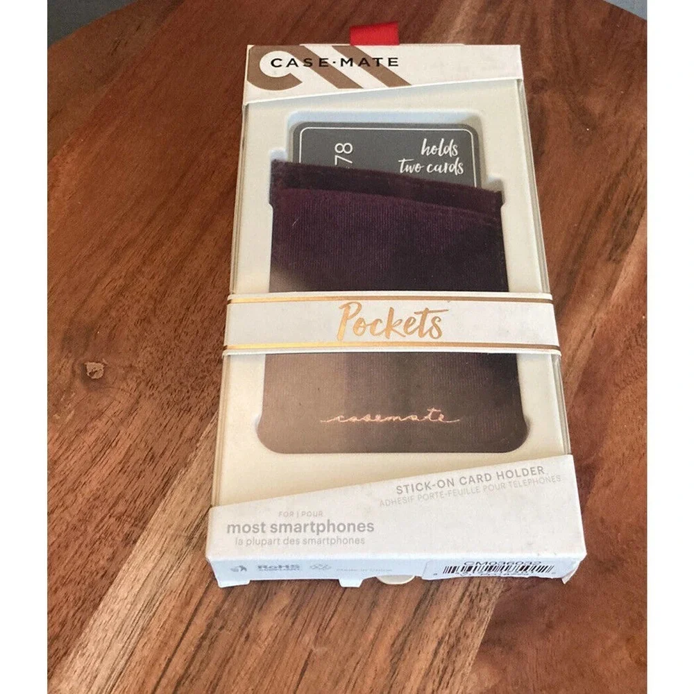 Case-Mate Stick On phone Credit Card Wallet POCKET Burgundy